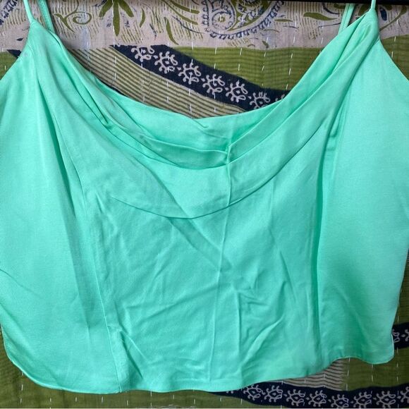 Zara Satin Effect Electric Green Corset Crop Top Size Medium - Picture 3 of 14